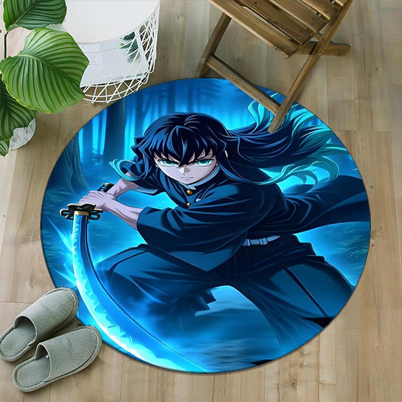 1pc Tokitou Muichirou Carpet, Round Rug, Comfortable, Suitable for Entryways, Living Rooms, Office, And Bedrooms, Christmas Decoration