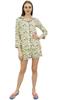 Womens Cream Rayon Printed Shorts Set Long Sleeve Sleepwear