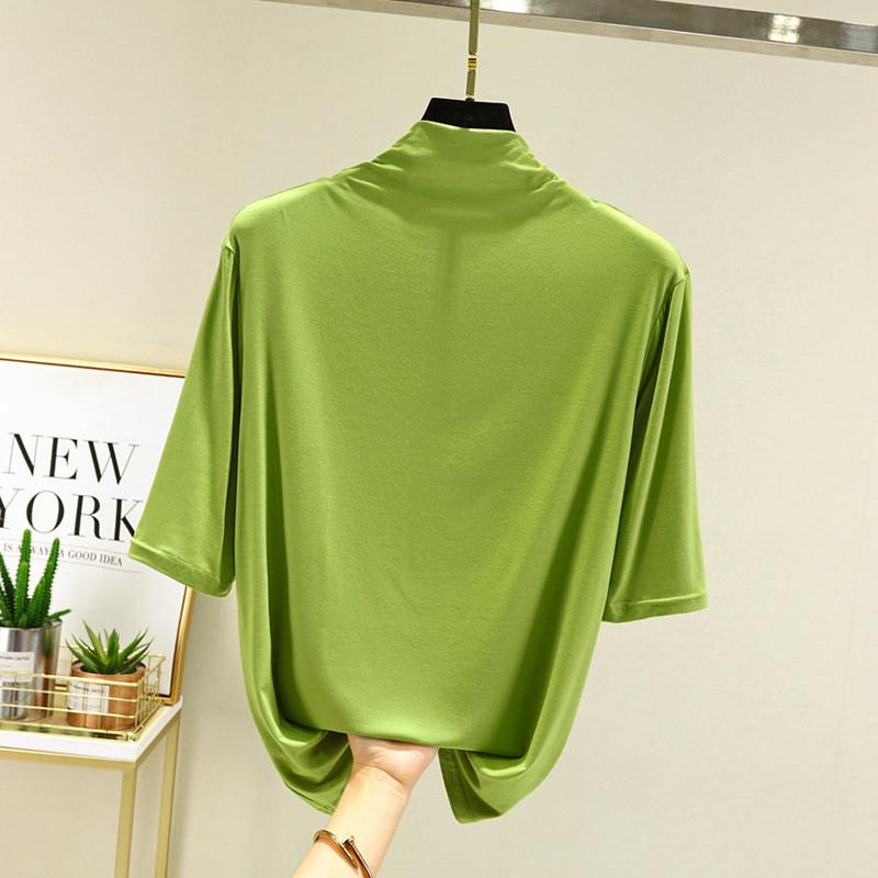Modal Half High Neck T Shirt For Women With Soft Knit Fabric And Casual Style