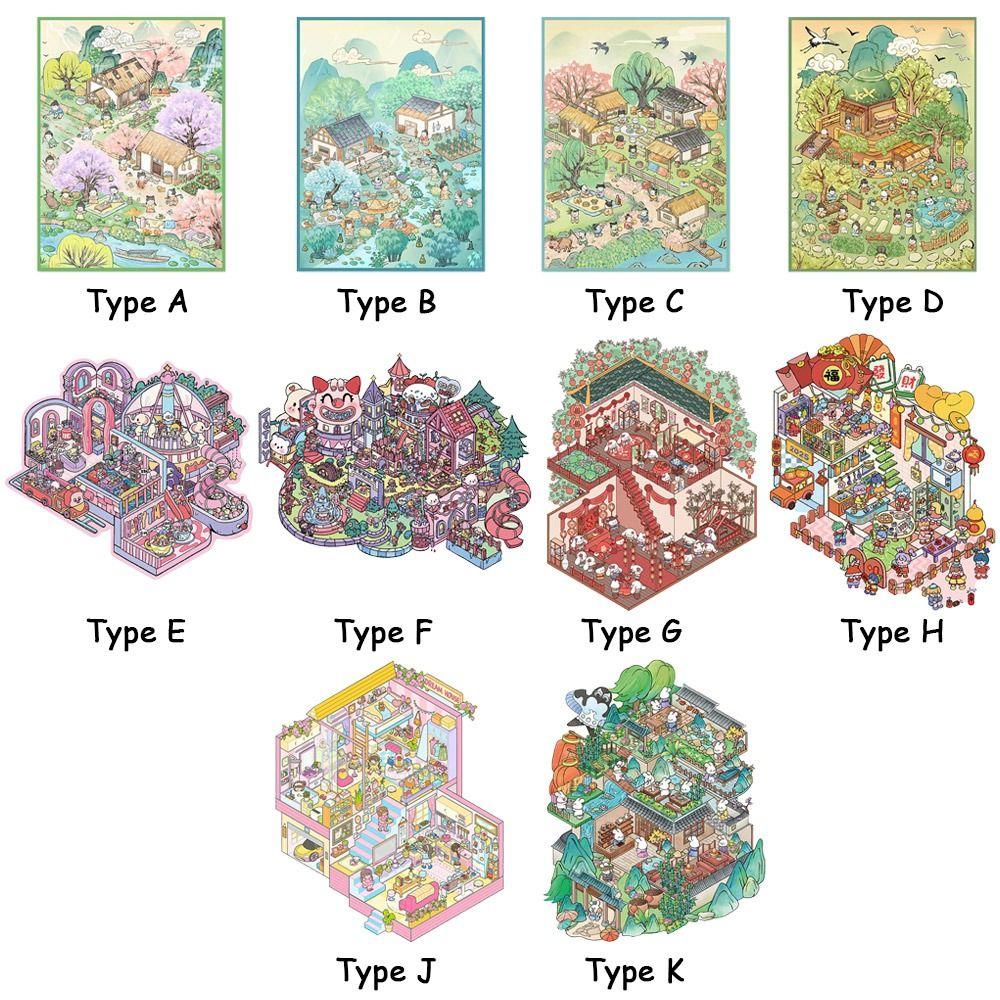 3D Стикеры с пейзажами DIY Визуальные складывающиеся стикеры Новая миниатюрная сцена 3D стикеры