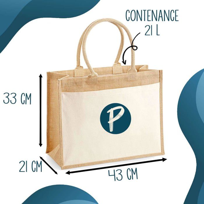 Cabas jute avec poche Propriété du Meilleur Frère Cadeau homme humour fête des pères retraite collègue travail grand sac courses