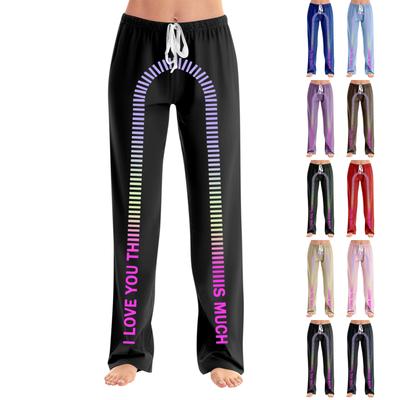 Женские пижамные штаны, одежда для сна, повседневные брюки с эластичной резинкой на талии, удобные прямые свободные брюки для йоги