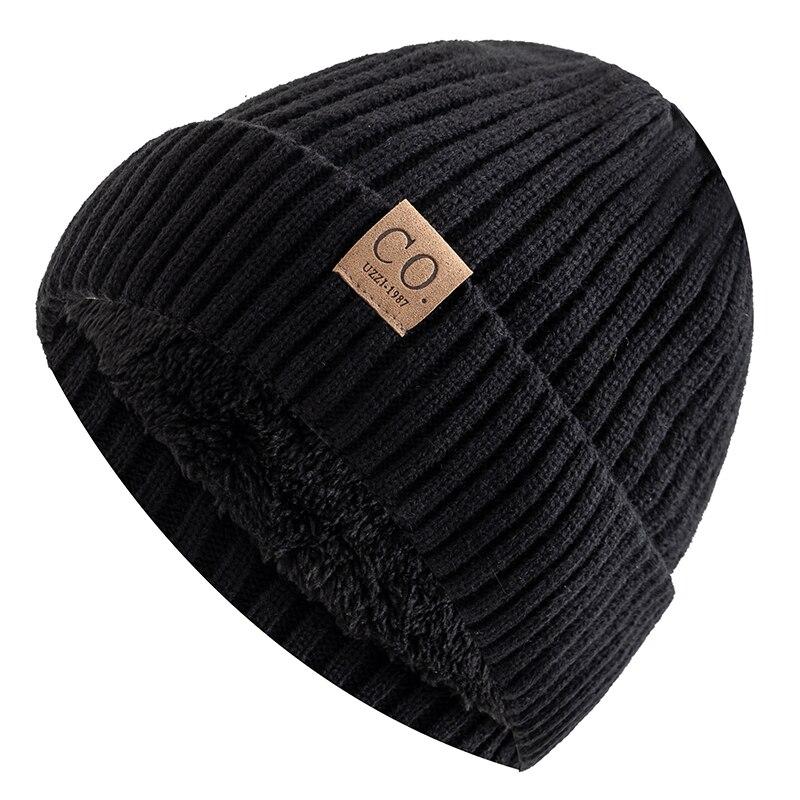 New Unisex Two-Tone Winter Hats Add Fur Lined Men And Women Fashion Warm Beanie Cap Casual Winter Knitted Hats EMA