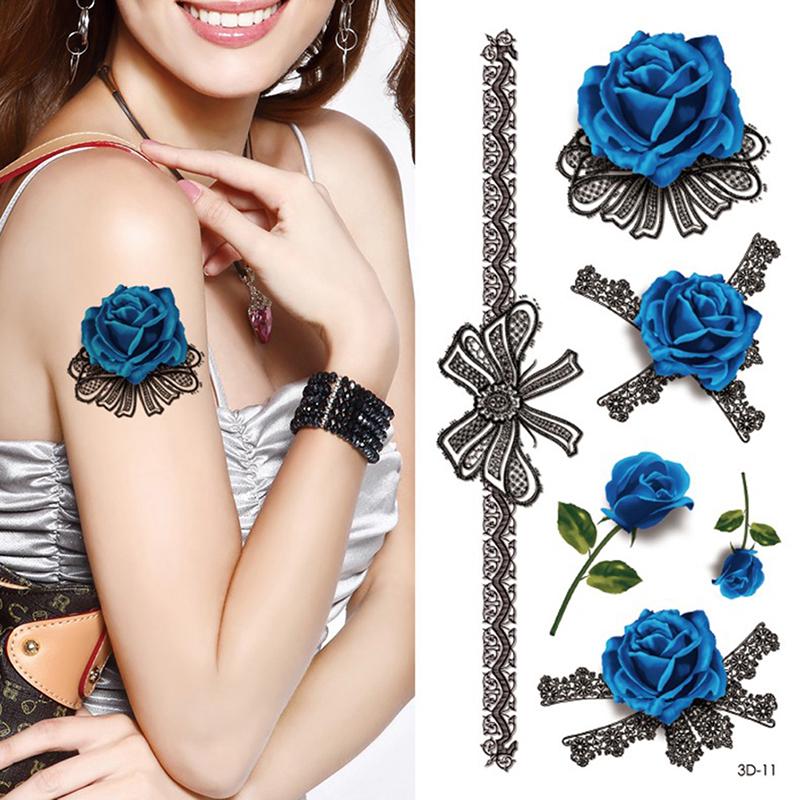 Temporary Tattoo Sticker Body Art 3D Butterfly Rose Feather Waterproof Tattoo