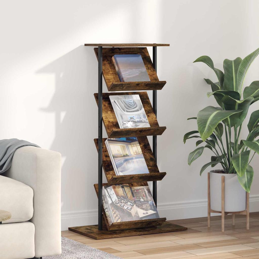 Magazine Rack Smoked Oak 68 x 40 x 123.5 cm Engineered Wood