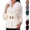 Women's Fashion Warm Shawl Collar Cardigan Solid Color Long Sleeve V-neck Fleece Coat