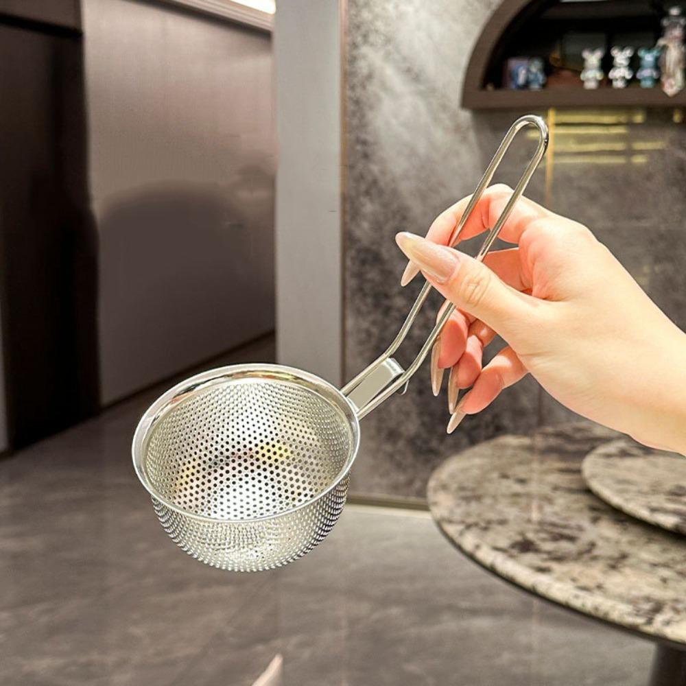 Складной фильтр для жарки с длинной ручкой из нержавеющей стали, сито, ложка-дуршлаг, горячая кастрюля