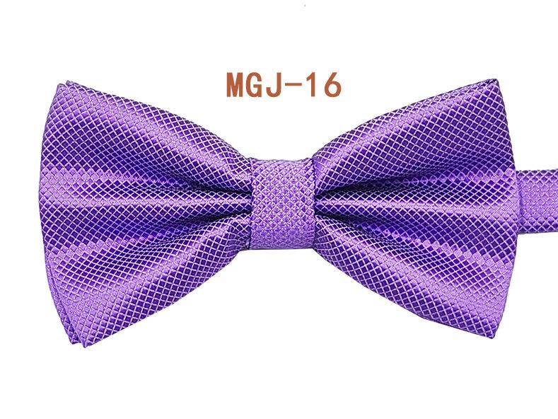 Men's Solid Black Double Layer Bow Tie - British Cube Grid, 27 Colors Available for Formal Events and Weddings.
