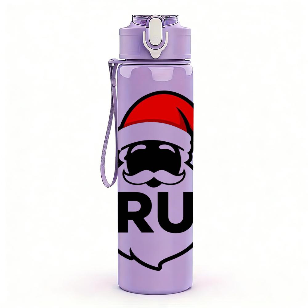 1PC Bruh Santa Monochrome Bust 750ml Color Plastic Water Bottle Leakproof Flip Straw Lid For Sports Office Home Use