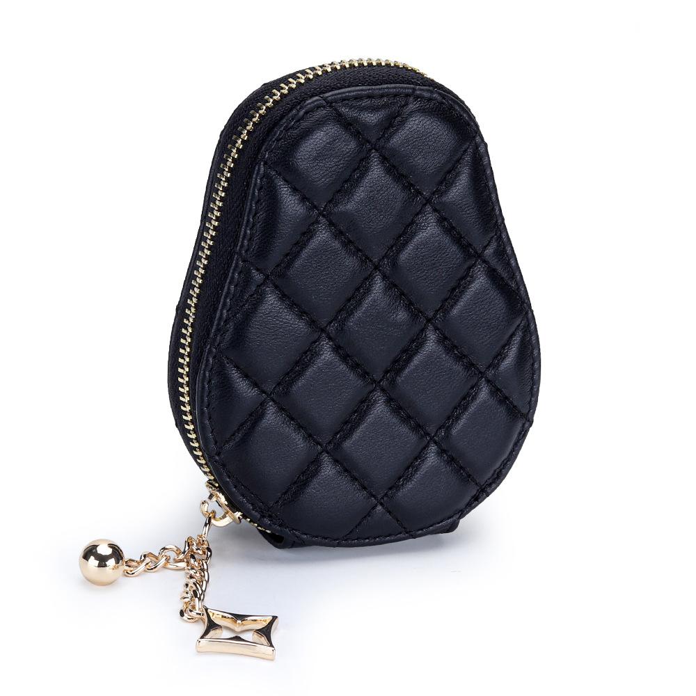 Держатель для кредитных карт из натуральной кожи, однотонная сумка на молнии, женский кошелек, банковский кошелек из овчины, дизайнерский стеганый картхолдер