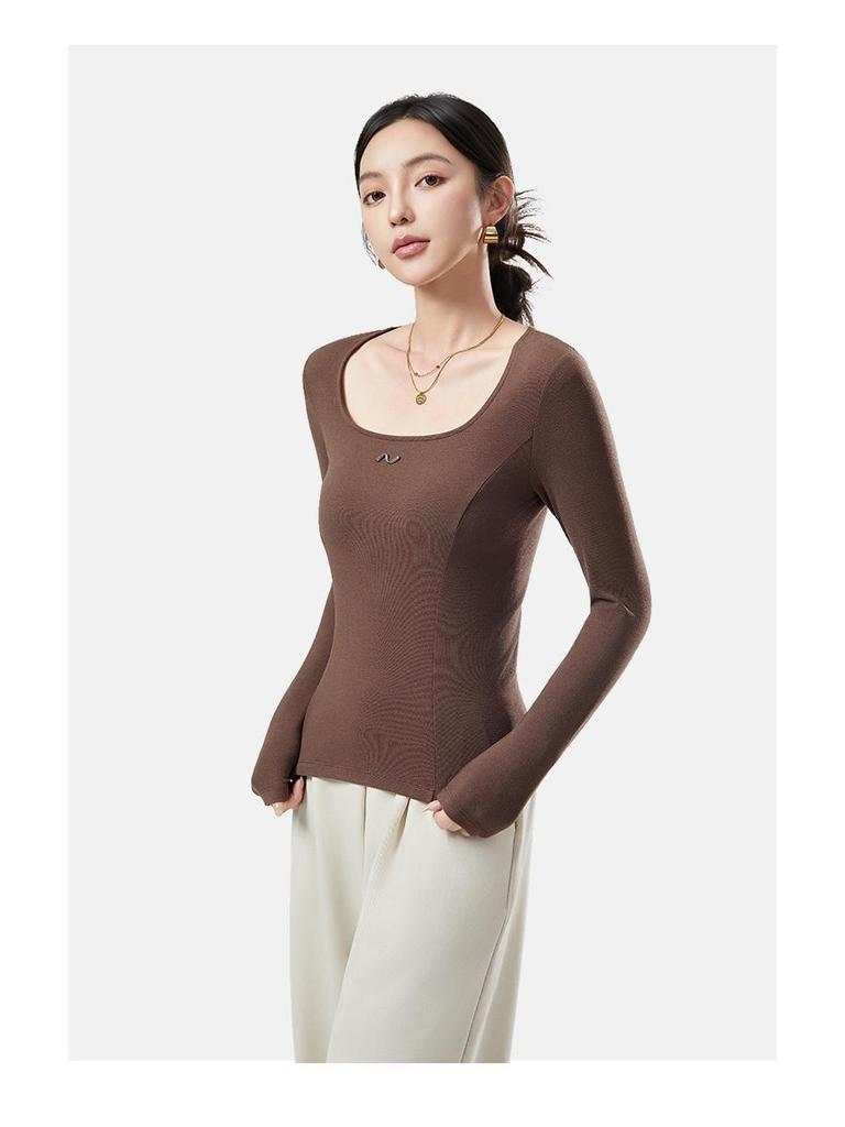 10A Antibacterial Women's Square Neck Thermal Base Layer – Autumn/Winter Slimming, High-Elastic, Fashion Underwear
