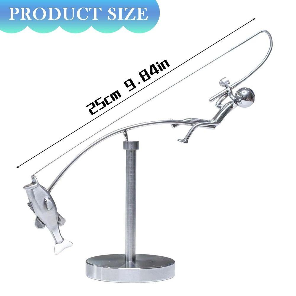 Metal The Fisherman Balancing Sculpture Kinetic Balance Art Statue  for Home & Office Decor