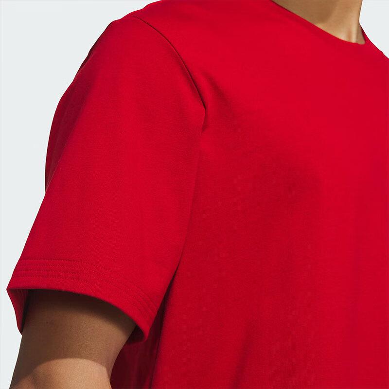 adidas Модная удобная универсальная футболка с круглым вырезом и коротким рукавом, мужские топы красного цвета JX2536