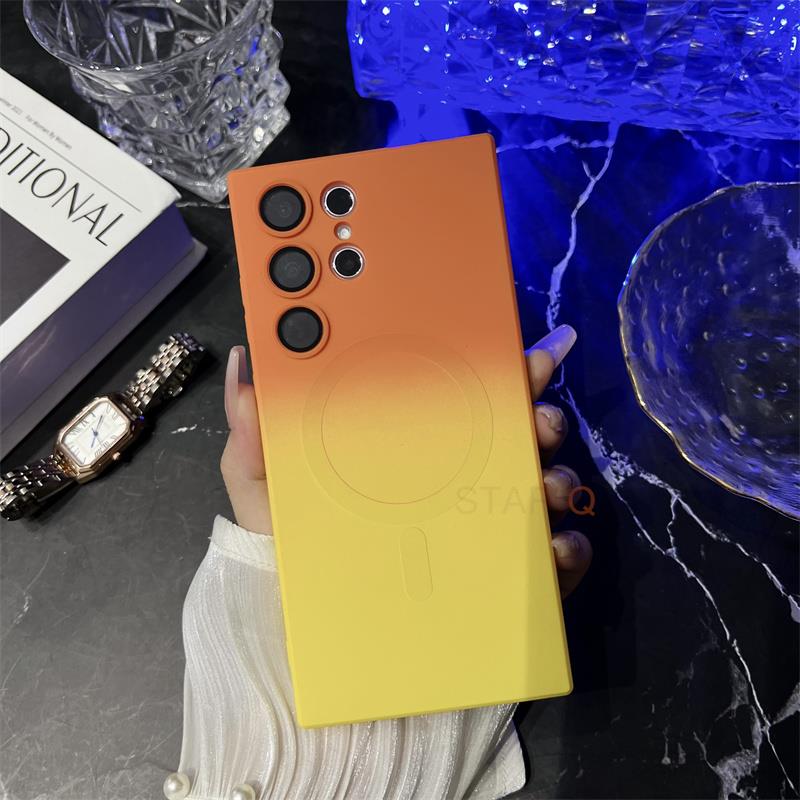 S 24 23 22 Note 20 Магнитный беспроводной зарядный чехол для Samsung Galaxy S23 S22 S24 S21 S20 Ultra Fe Plus 5g градиентный силиконовый чехол