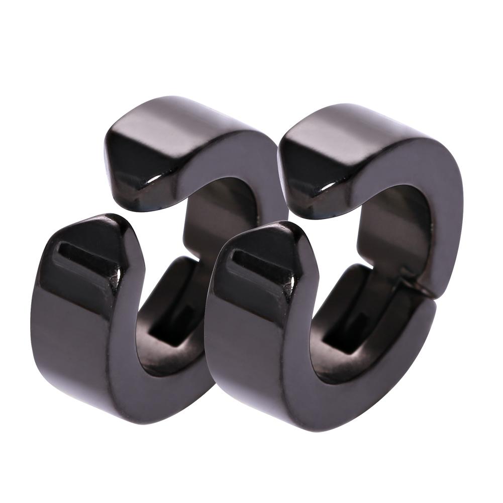 1 пара стильных сережек-клипс из нержавеющей стали, серьги-каффы, ювелирные изделия в подарок (Черная гладкая поверхность)