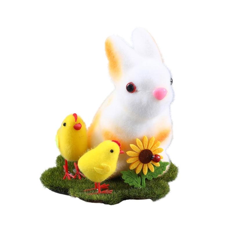 Easters Bunnies Rabbit Decorations Bunnies Eggs Flocking Table Decorations Decorative Statue Outdoor Artificial Figurines