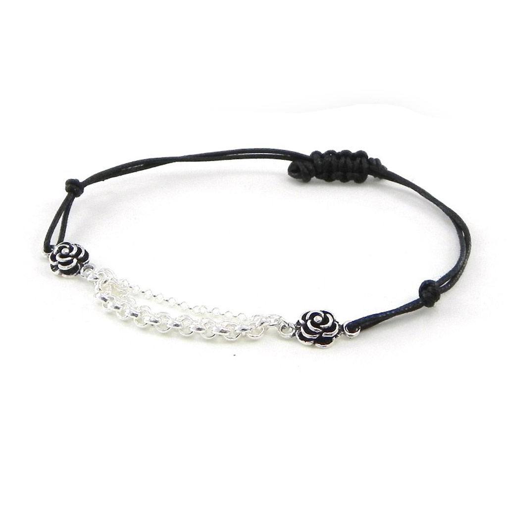 Les Trésors De Lily [I9114] - Silver Bracelet 'Flora' Black Silver - 55x6 Mm