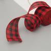 6M Christmas Checkered Wired Edge Weave Ribbon Plaid Black Red Green Diamond Check Pattern Craft Christmas Decoration Linen