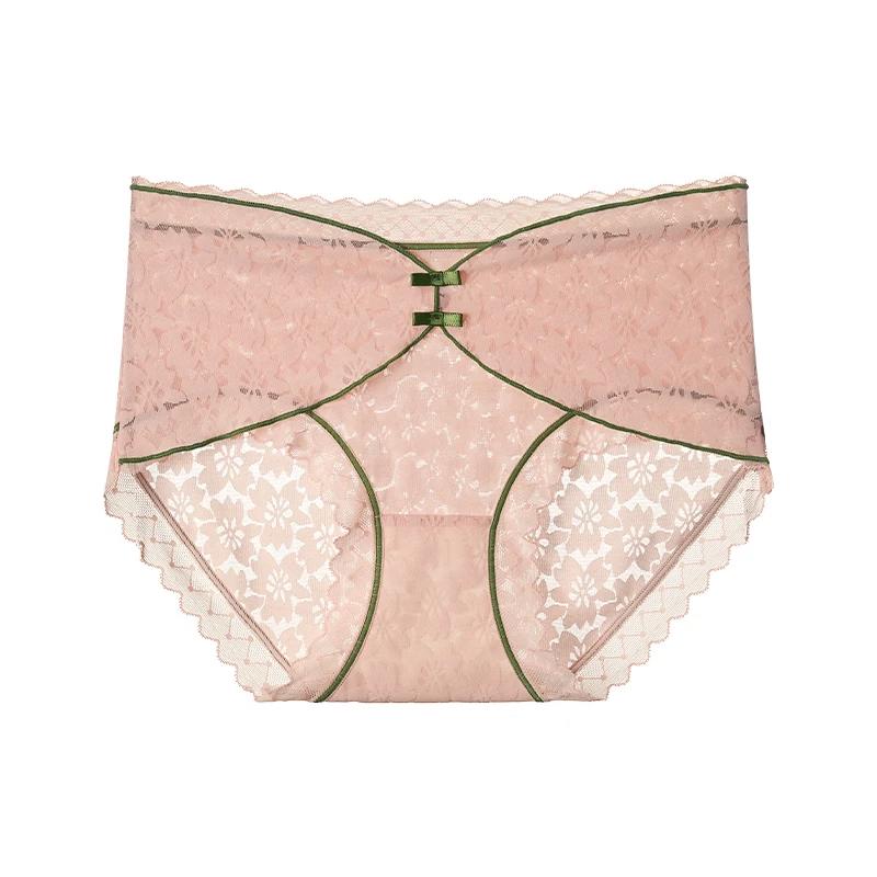 A Li Women's Antibacterial Lace Mid-Waist Briefs 3-Pack