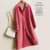 2021 Slim Double-Sided Wool Mid-Length Coat with Square Buttons and Doll Collar