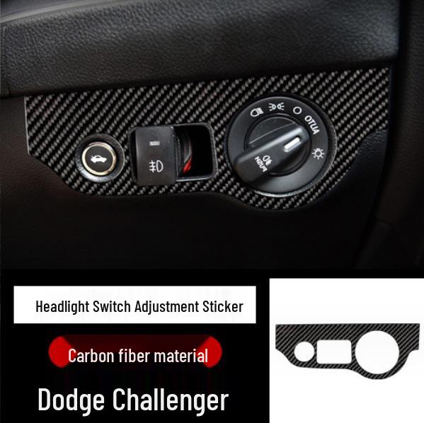 Комплект для обновления интерьера из углеволокна для Dodge Challenger - Рулевое колесо, Дверь, Консоль, Наклейки на фары