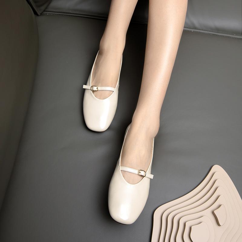[Cow Leather] Retro Red Mary Jane Shoes Soft Leather Square Head Single Shoes Gentle French Style Commuter Shoes