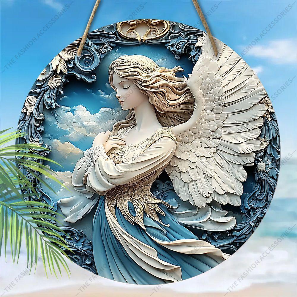 Pendant with Angel Pattern, Decoration of Home Walls or Doors, 2d Flat Wooden, Christmas Decoration, Gifts for Friends and Family