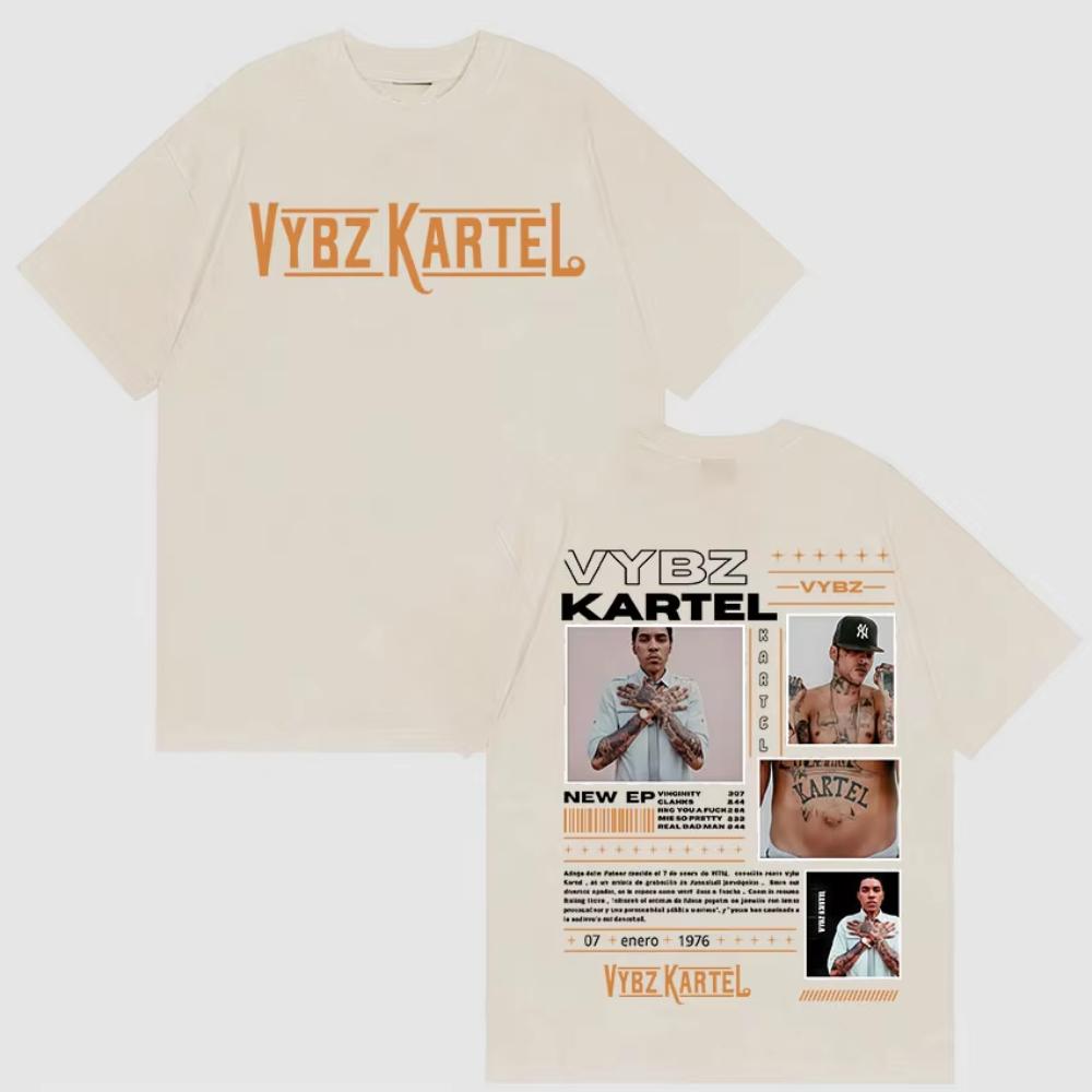 Rapper Vybz Kartel Album 2025 Graphic T Shirts Men Hip Hop Gothic Fashion T-Shirt Women Retro Oversized Cotton Tshirt Streetwear
