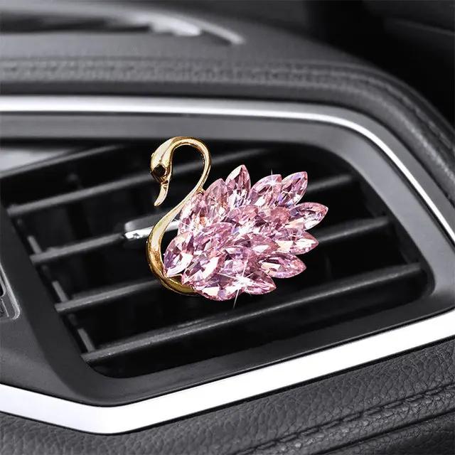 Роскошные автомобильные аксессуары Diamond Swan для девушек и пар, автомобильный освежитель воздуха Swan, диффузор духов, розовое бриллиантовое украшение для автомобиля, подарок