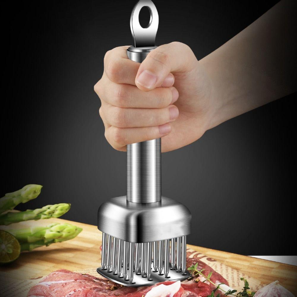 Игла для нежного мяса из нержавеющей стали 304, нержавеющая сталь, отскакивающий дизайн, молоток для стейка, профессиональная игла для разрыхления мяса, барбекю