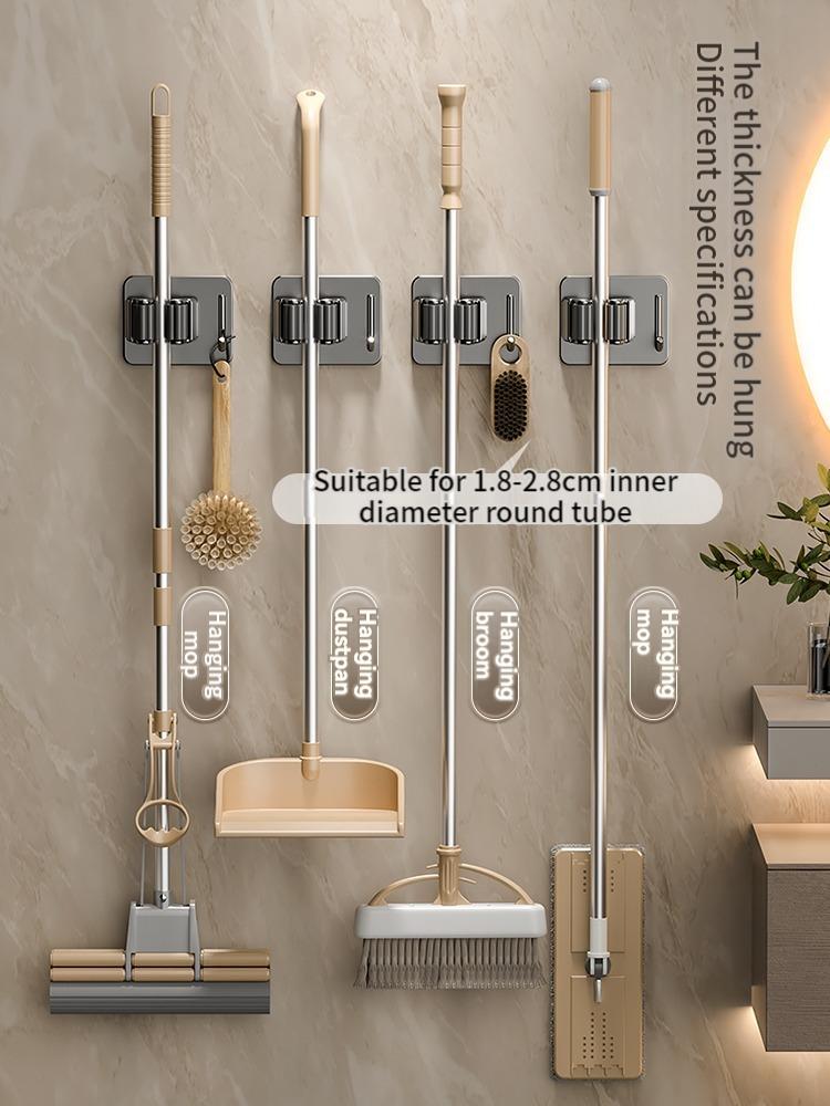 Без сверления настенный органайзер для швабры самоклеящиеся держатели для швабры и метлы для ванной комнаты крючки для вешалки материал алюминий 304 нержавеющая сталь