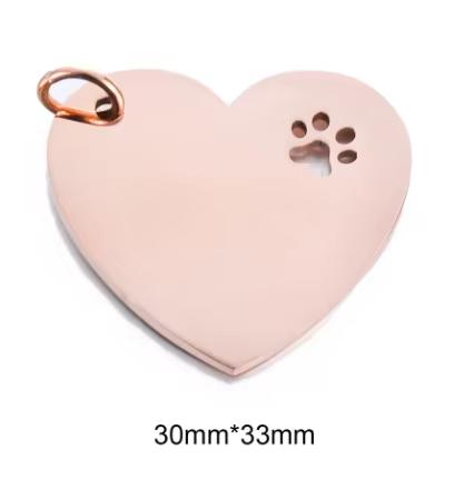 Customized Mirror Polished Hollow Paw Heart Tags Stainless Steel Pendants For DIY Personalized ID/Name/Logo/Text Jewelry