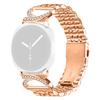 Watch Strap for Samsung Galaxy Watch8 Classic 46mm/Watch8 44mm/40mm Seven Bead Stainless Steel Band with Rhinestone Ox Horn Style Connector