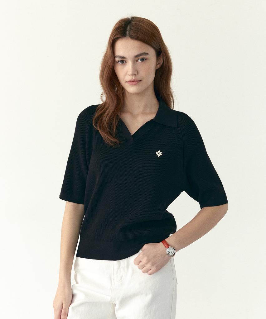210EDIT Women'S Cool Touch Slit Collared Knit - 2 Colors [Zg2Sw577]