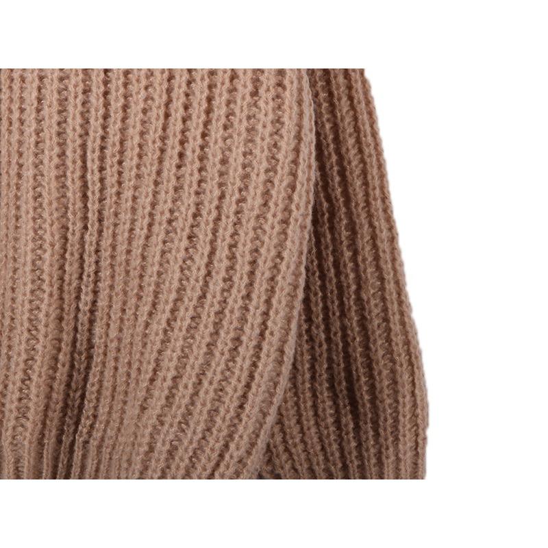 Осень и зима новый женский свободный простой пуловер круглый вырез длинный рукав вязаный повседневный свитер