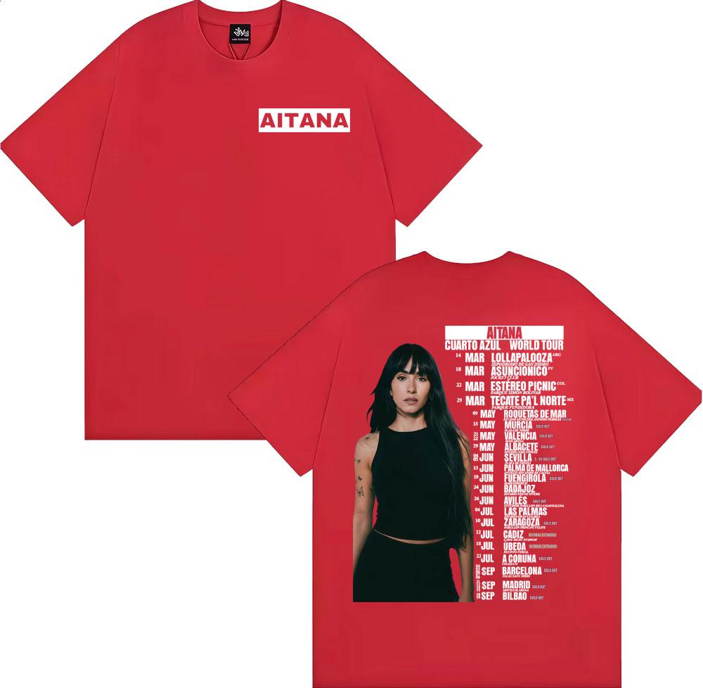 Aitana Cuarto Azul Wdrld Tour 2026 Tshirts Men Women Hip Hop Hipster High Street T Shirt Casual 100 Cotton Short Sleeve Tshirt
