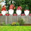 4PCS Christmas Fence Decoration Cute Santa Claus Plastic Board Festivals Home Outdoor Garden Patio Fence Lawn Decoration