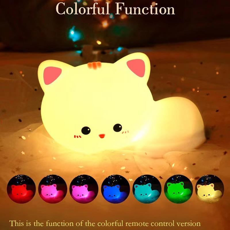 Silicone Cat Night Light, Bedroom Illuminated Remote Control Pat Light, USB Portable Charging Baby Sleeping Atmosphere Light