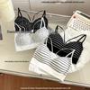 S2 Острая бесшовная полосатая хлопковая майка-бралетт с фиксированными чашками и открытой спиной для женщин