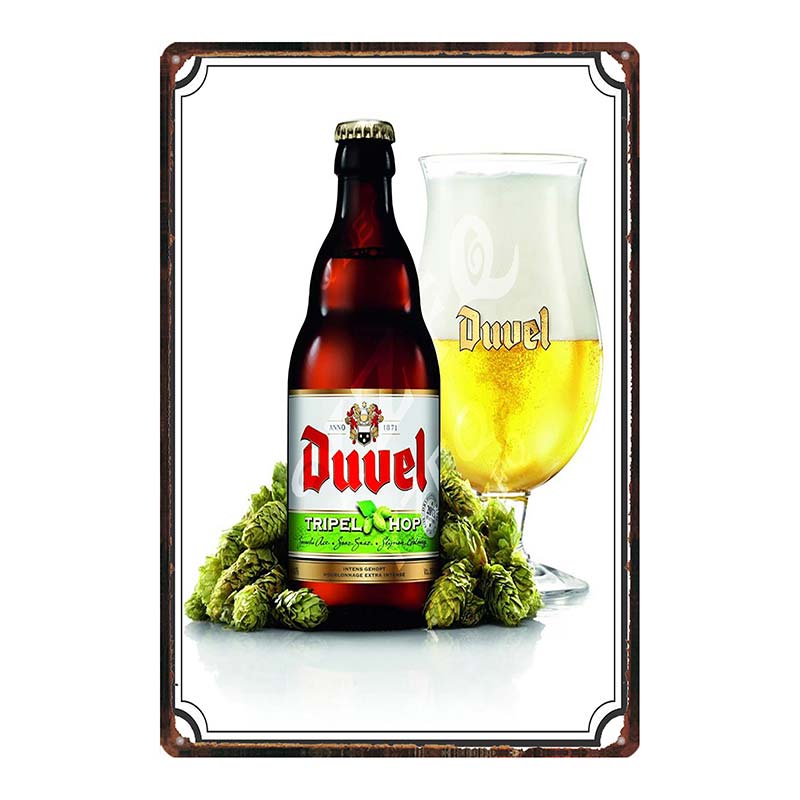 YZFQБельгийское пиво Duvel Жестяные металлические знаки Табличка Винтажный Музыкальный Бар Ресторан Дом Мужская берлога Декор Настенные наклейки DU-7713B
