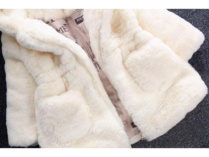 Зимняя пушистая куртка-свитер с кроличьими ушками для девочек - Толстое хлопковое пальто для детей от маленького до среднего возраста