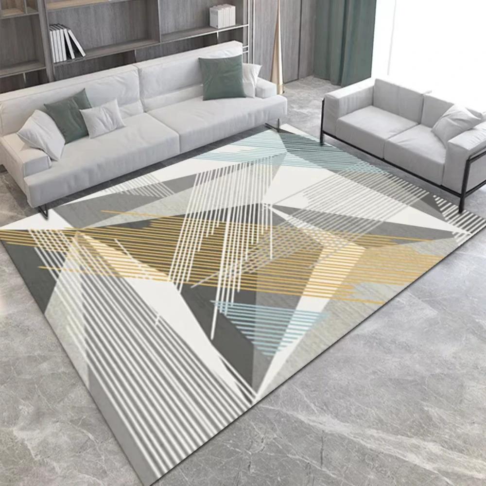 Luxury Geometric Printed Carpet for Living Room Decor Sofa Coffee Table Rugs Bedroom Lounge Kitchen Nonslip Floor Mat Doormat