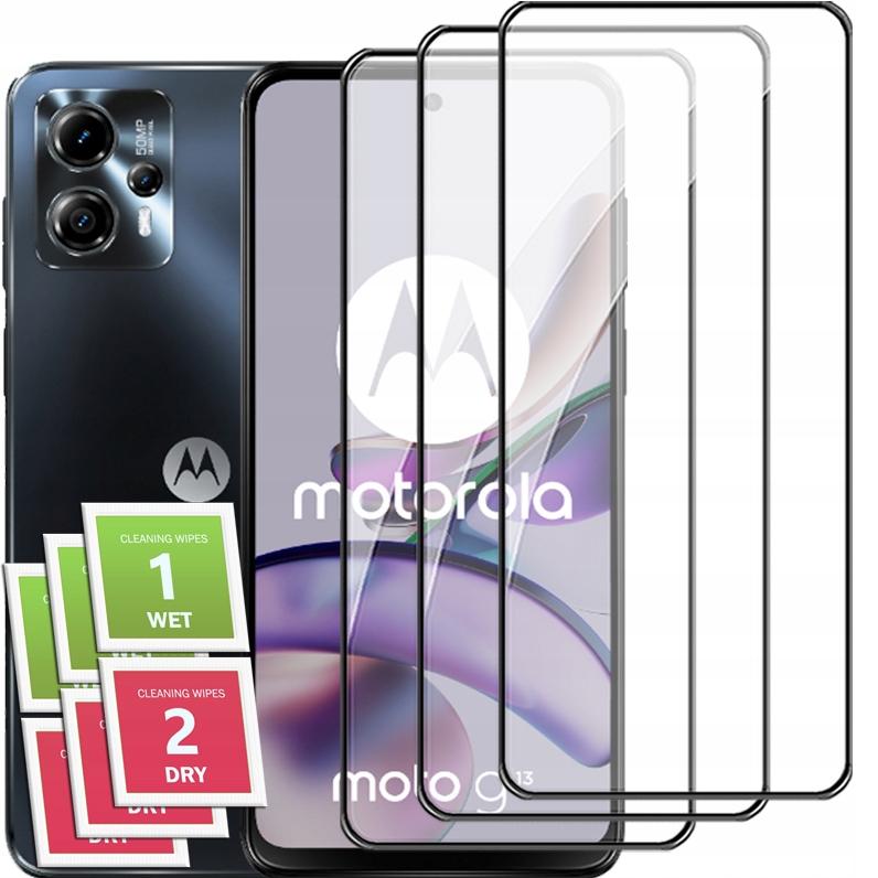 3x FULL SCREEN GLASS FOR MOTOROLA MOTO G13 / G23 G53 G73 FULL GLASS 5D