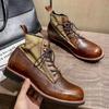 Size 38-48 Brown Retro Style Autumn Winter Men's Ankle Boots High Quality Comfy Leather Canvas Splicing Thick Plush Warm Shoes