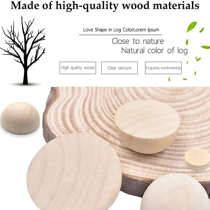 Diameter 12-25MM Half Wooden Beads Unfinished Natural Half Round Wood Balls Beads for DIY Paint Woodworking Christmas Decor