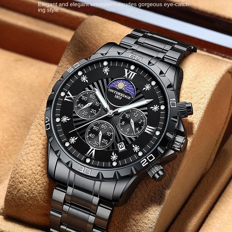 ONTHEEDGE Мужские часы Многофункциональные светящиеся в темноте водонепроницаемые механические часы с твердым стальным ремешком