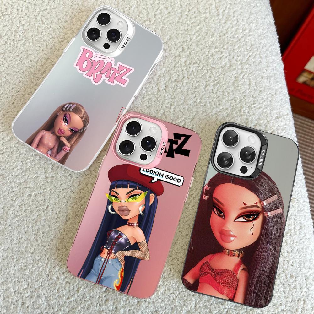 Милый Чехол для Телефона Bratz с Куклой для iPhone 16 15 14 13 12 11 Pro Max X XR XSMAX 8 7 Plus Матовый Ударопрочный Задний Чехол