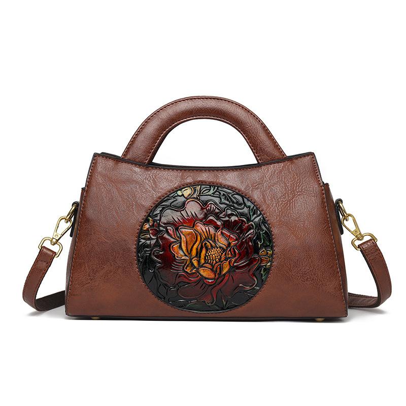 Премиальная текстура большой емкости винтажная китайская резная сумка - тисненая этническая сумка через плечо для женщин