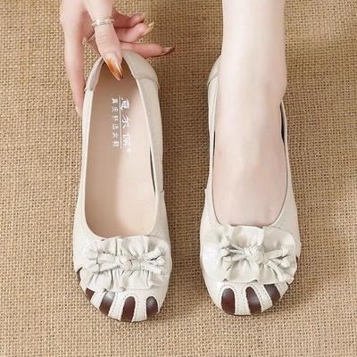 2024 Новые туфли с мягкой подошвой для матери, слипоны на подошве из говяжьей жилы, с круглым носком, на плоской подошве, женские туфли Zapatos De Mujer