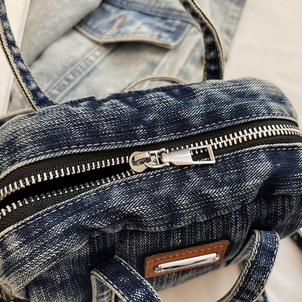 Винтажная сумка в уличном стиле Y2K Однотонная сумка кроссбоди Портативная джинсовая парусиновая сумка Девушка